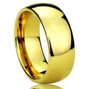 PRISTINE J Men's Tungsten Carbide Wedding Band Ring 9mm Comfort Fit Gold Plated Ring For Men & Women