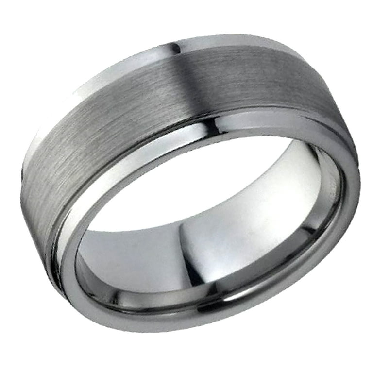 Men's Tungsten Carbide Wedding Band Ring 9mm Comfort Fit Stepped
