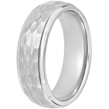 Men's Tungsten Hammered Finish Band, 8MM