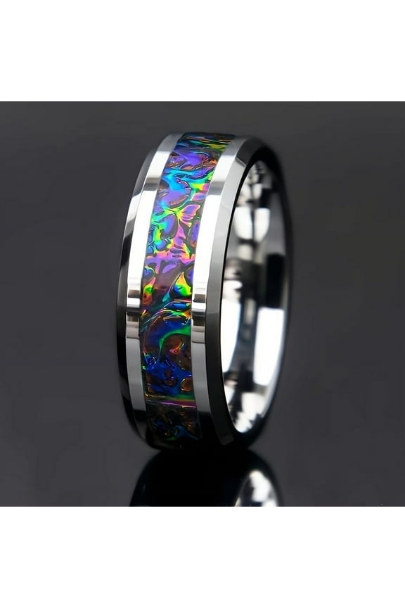 Men's Tungsten Steel 8mm Wedding Ring - Personalized Style Single Ring, Fashionable Multifunctional Engagement Commitment Ring, Comfortable Fit,11