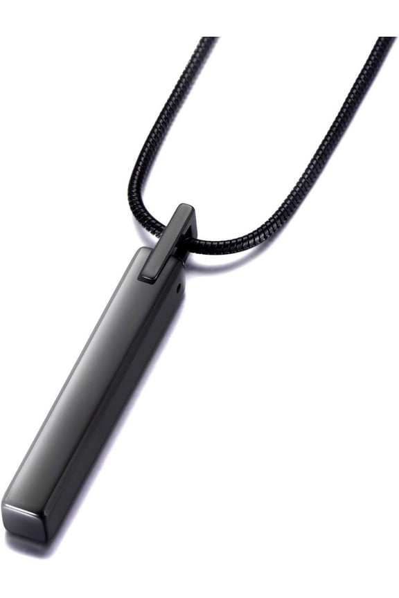 Men's Tungsten Steel Bar Pendant Necklace with 22 Inches Stainless Steel Snake Chain