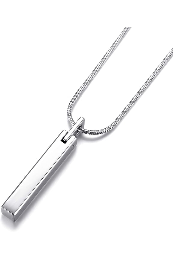 Men's Tungsten Steel Bar Pendant Necklace with 22 Inches Stainless Steel Snake Chain