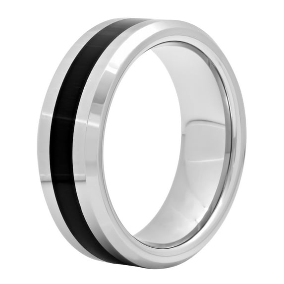Men's Tungsten and Resin Beveled Edge Ring, 8mm