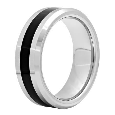 Men's Tungsten and Resin Beveled Edge Ring, 8mm