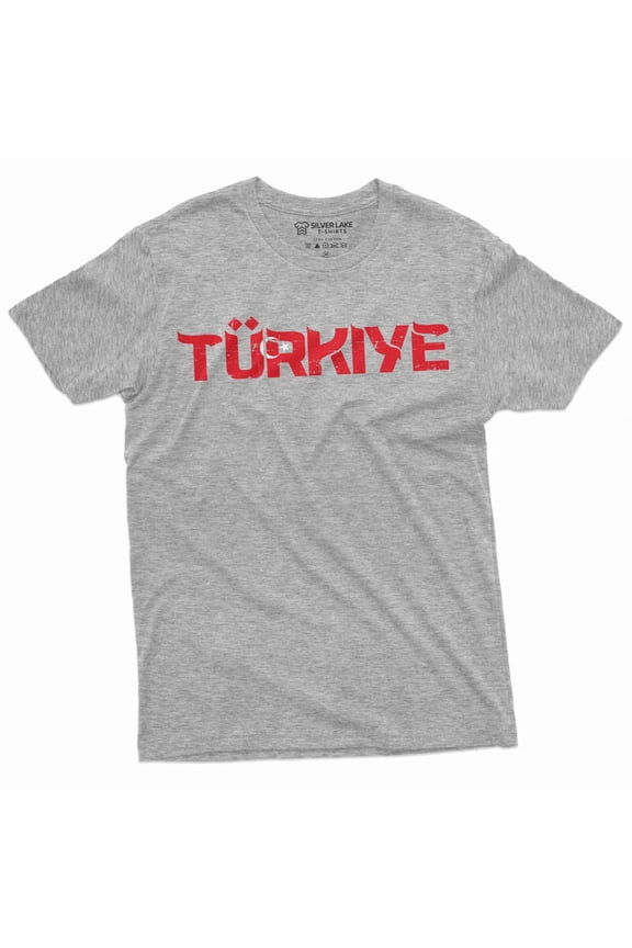 Men's Turkey Turkiye T-shirt Republic Tee Mens shirt flag state emblem Turkish flag tee (Small Grey)