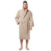 Mens Turkish Cotton Hooded Bathrobe Stone XXL