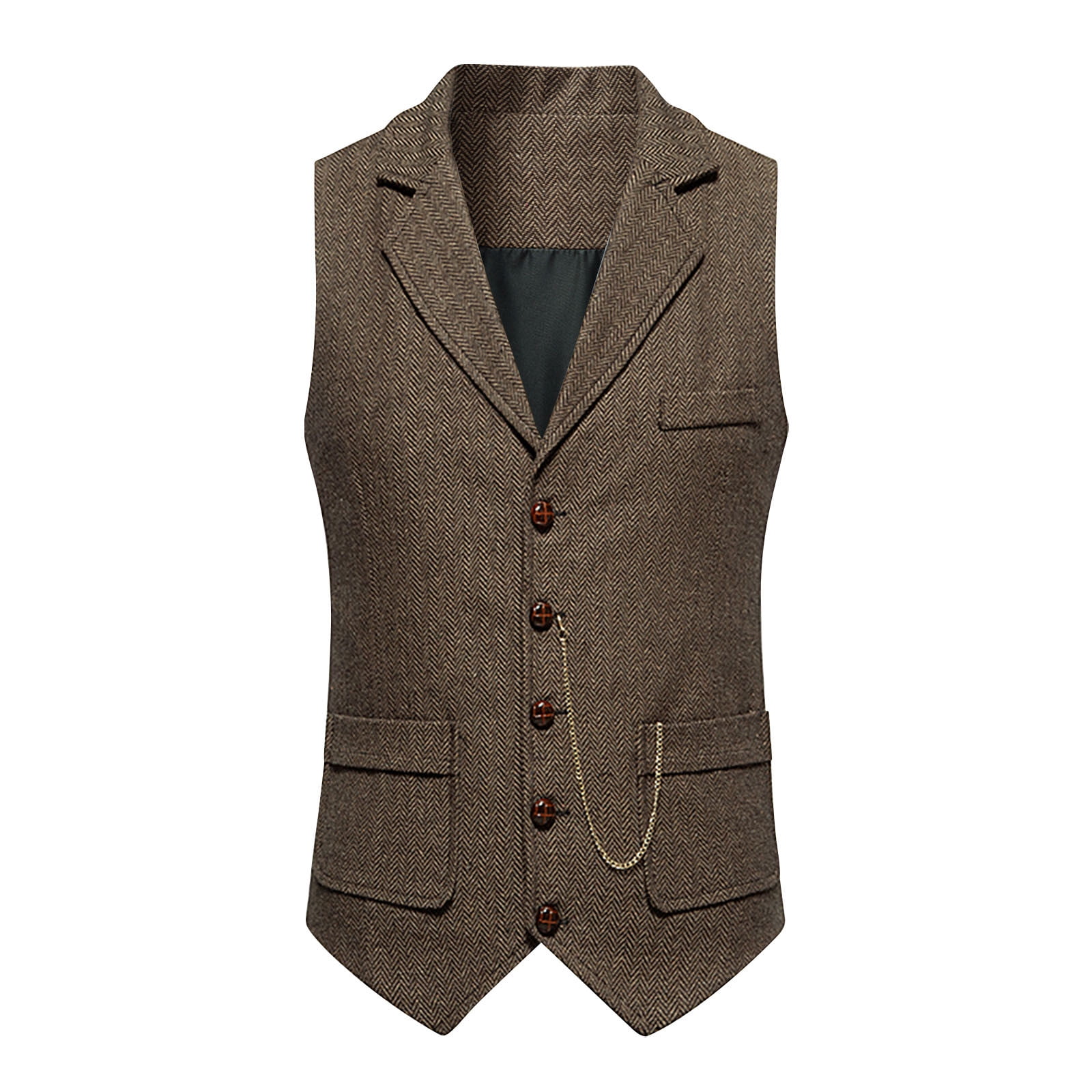 Men's Turn Down Collar Single Breasted Suit Vests Casual Formal