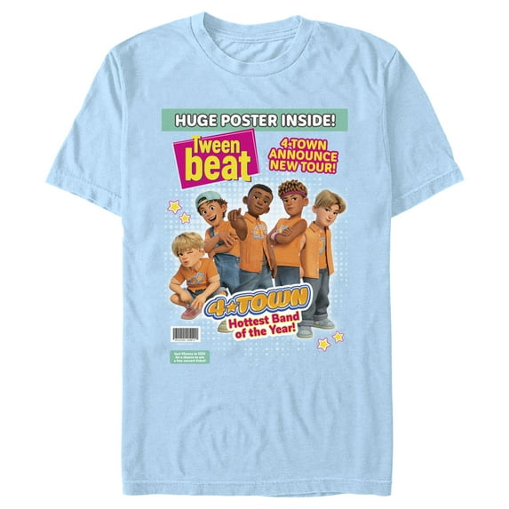 Men's Turning Red 4*Town Magazine Cover Graphic Tee Light Blue X Large