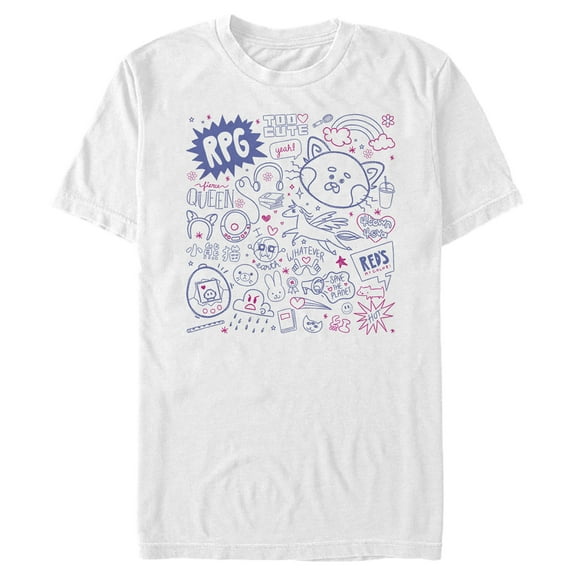 Men's Turning Red Doodle Collage  Graphic Tee White X Large