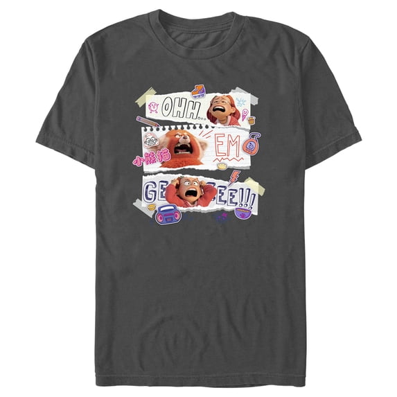 Men's Turning Red Ohh Em Gee Paper Notes Graphic Tee Charcoal 2X Large