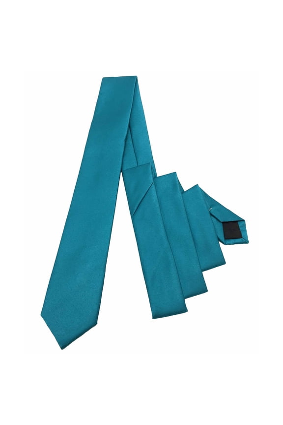 Men’s Turquoise Formal Satin Self-Tie Skinny tie in a Variety of Colors by Spencer J’s Signature Satin Collection