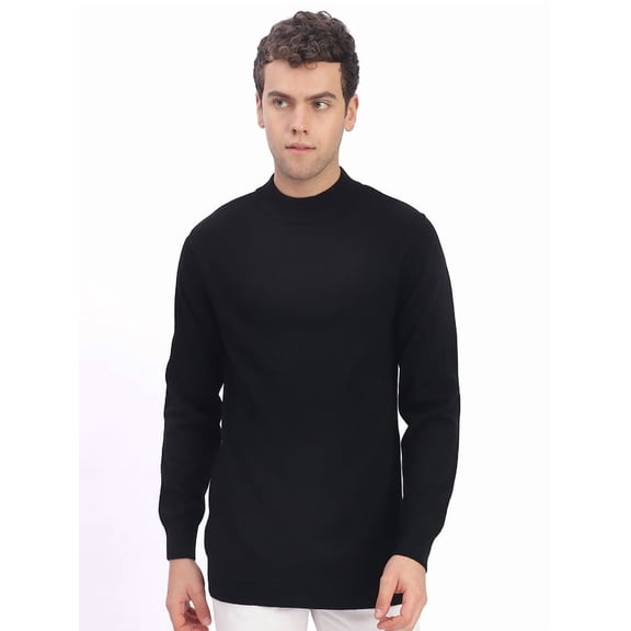 Cavardi Casual Men’s Turtle Neck Sweater – Black | XL