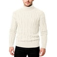 thumbnail image 1 of Men's Turtleneck Cable Knit Sweater Long Sleeve Pullover Warm Winter Top, 1 of 5