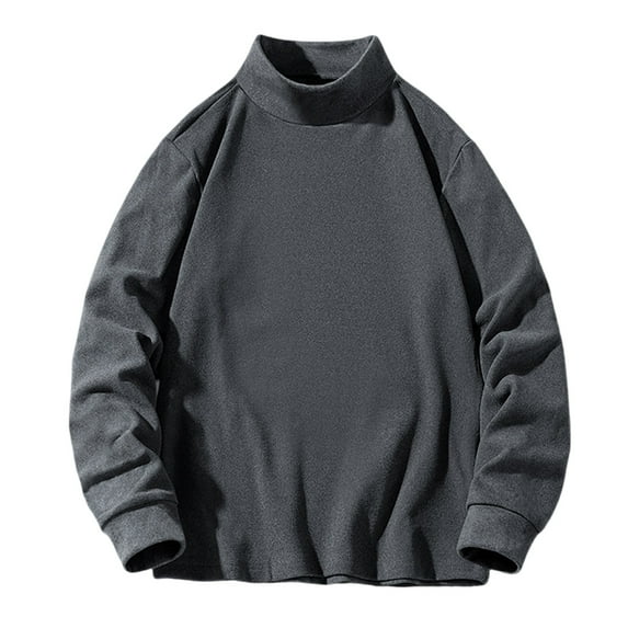 Men's Turtleneck Fleece Jumper Long Sleeve Lightweight Casual Stretch Pullover Fall Winter Solid Trendy Basic Shirts