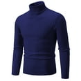thumbnail image 1 of Men's Turtleneck Long Sleeve Cable Knit Pullover Tees Casual Slim Fit Basic Sweater Stretch Muscle Tshirts Tops, 1 of 2