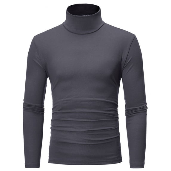 Men's Turtleneck Long Sleeve Shirts Classic Plain Pullover Sweater Basic Undershirt Slim Top Fashion Mens Sweatshirt Roll Neck Tops Underwear Lightweight Cotton Pullovers