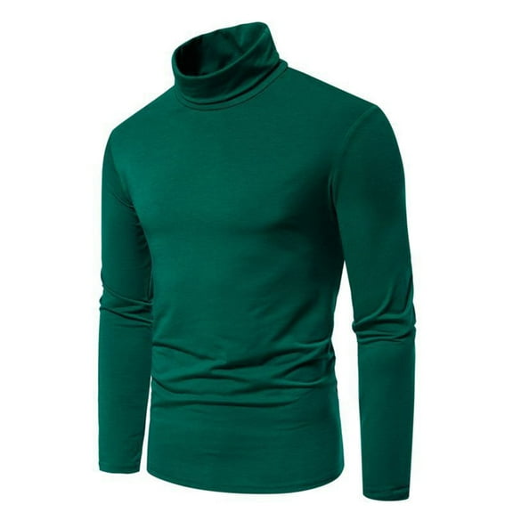 Men's Turtleneck Long Sleeve Shirts Classic Plain Pullover Sweater Basic Undershirt Slim Top Fashion Mens Sweatshirt Roll Neck Tops Underwear Lightweight Cotton Pullovers