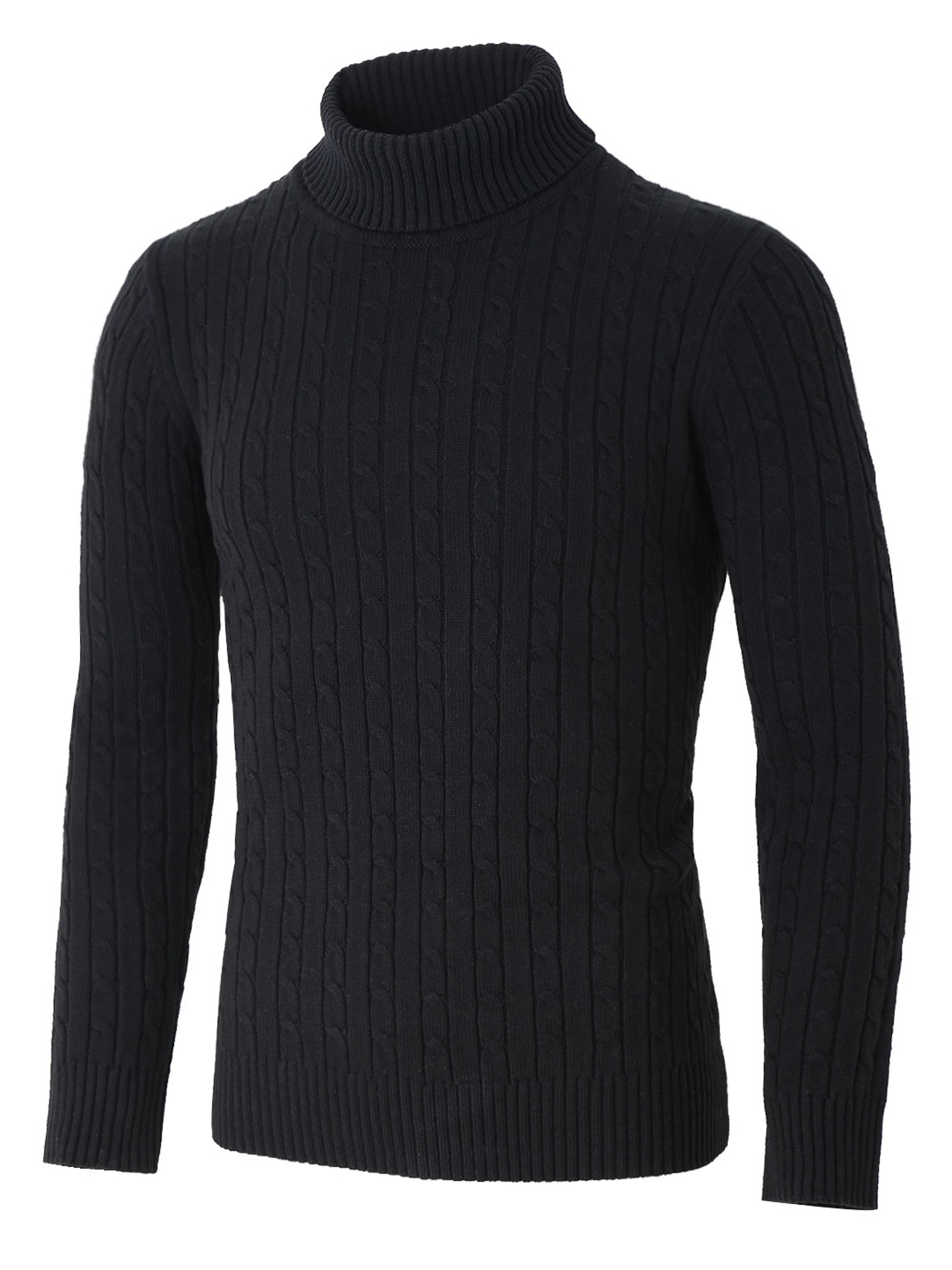 Men's Turtleneck Long Sleeves Pullover Cable Knit Sweater - image 1 of 7