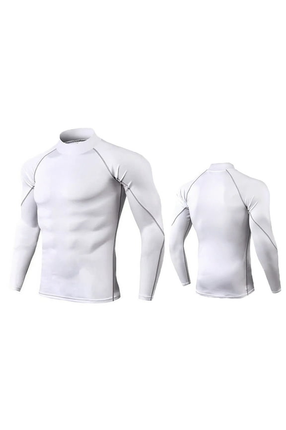 Men's Turtleneck Quick dry Long-Sleeved Compression Long Sleeved Sports Fitness Tight T-shirt Running Casual Spring and Autumn