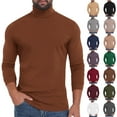 thumbnail image 1 of Men's Turtleneck Shirts Casual Slim Fit Basic Tops Long Sleeve Mock Neck Lightweight Pullover Spring Fall T-shirt, 1 of 6
