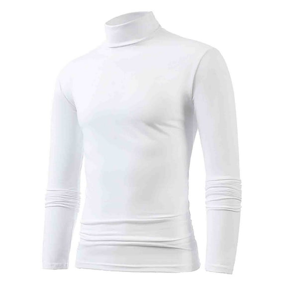 Men's Turtleneck Shirts, Long Sleeve Cotton Pullover Sweaters Neck Knitted T-Shirt Basic Slim Fit Tops