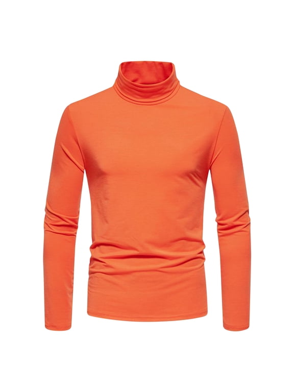 Men's Turtleneck Shirts Long Sleeve Pullover Sweaters Mock Neck Lightweight T-Shirt Basic Slim Fit Tee Tops