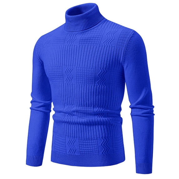 Men's Turtleneck Sweater Long Sleeve Ribbed Knit Pullover Casual Slim Fit Top