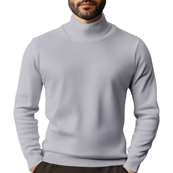 Men's Turtleneck Sweater Long Sleeve Ribbed Knit Pullover Slim Fit Casual Top