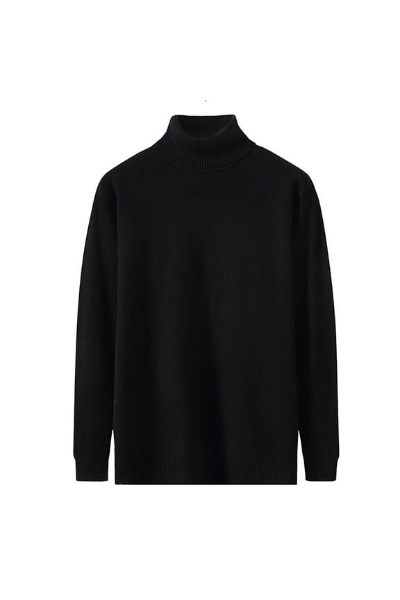 Men's Turtleneck Sweater Regular Fit Basic Long Sleeve Tee Shirts Solid Color Fall Knit Wear Casual Pullover