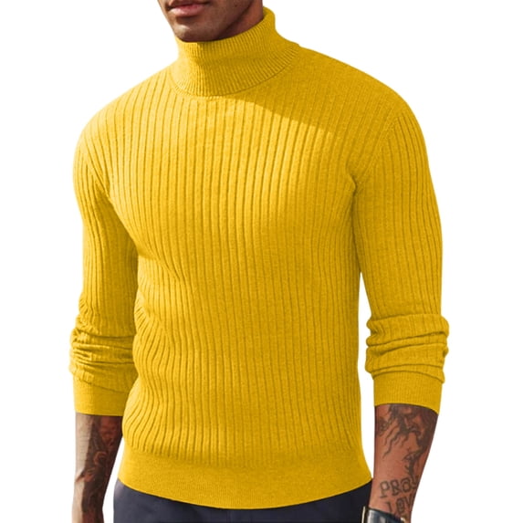 Men's Turtleneck Sweater Slim Fit Knitted Pullover Classic Solid Color Lightweight Top Spring Fall Winter Business Casual Layering Wear 3XL