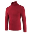thumbnail image 1 of Men's Turtleneck Sweater Slim Fit Turtle Neck Sweater for Men Long Sleeve Pullover Sweater Casual Cable Knitted Thermal Sweater Fall Winter Pullover Sweaters Tops, Red (X-Large), 1 of 5