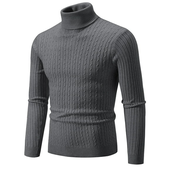 Men's Turtleneck Sweater Slim Fit Turtle Neck Sweater for Men Long Sleeve Pullover Sweater Thermal Sweater Dark Gray XXL
