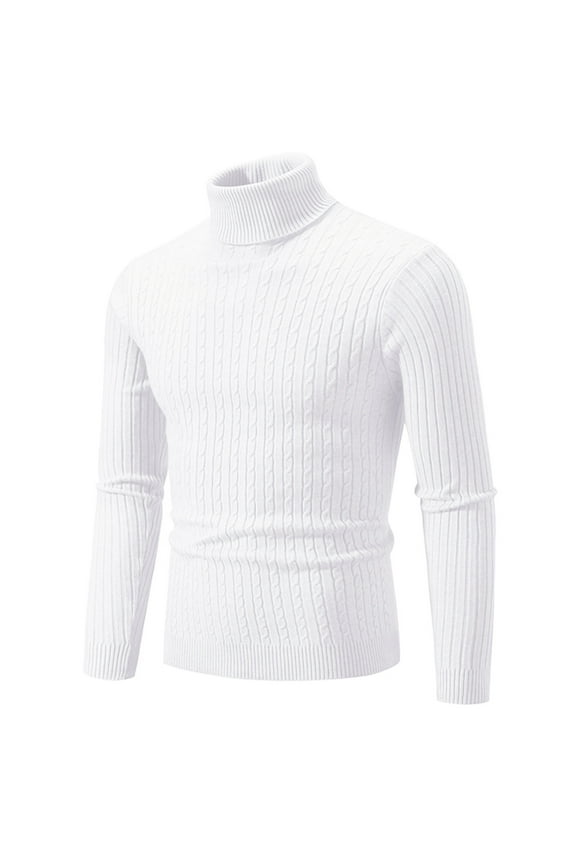 Men's Turtleneck Sweater Slim Fit Turtle Neck Sweater for Men Long Sleeve Pullover Sweater Thermal Sweater White XXXXXL