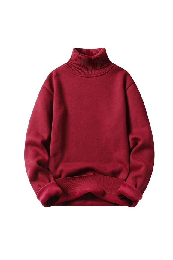 Men's Turtleneck Sweater Slim Fit Turtle Neck Sweater for Men Long Sleeve Pullover Sweater Thermal Sweater Wine L