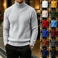 thumbnail image 1 of Men's Turtleneck Sweater Solid Color Knitted Pullover Casual Basic Long Sleeve Tops,Soft, Warm,Stretchy,Work or Outdoor Fall Winter Clothes Beige L, 1 of 5