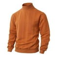thumbnail image 1 of Men's Turtleneck Sweaters Cable Knitted Pullovers Warm Winter Sweater Tops Orange M, 1 of 6