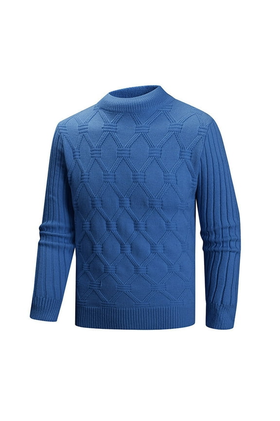 Men's Turtleneck Sweaters Long Sleeve Ribbed Kintted Mock Neck Pullover Sweater Solid Color Soft Warm T Shirt