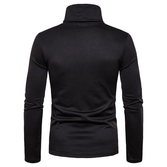 Men's Turtleneck Sweatshirt Fleece Lined Solid Color Pullover Warm Base Layer Long Sleeve T-Shirt