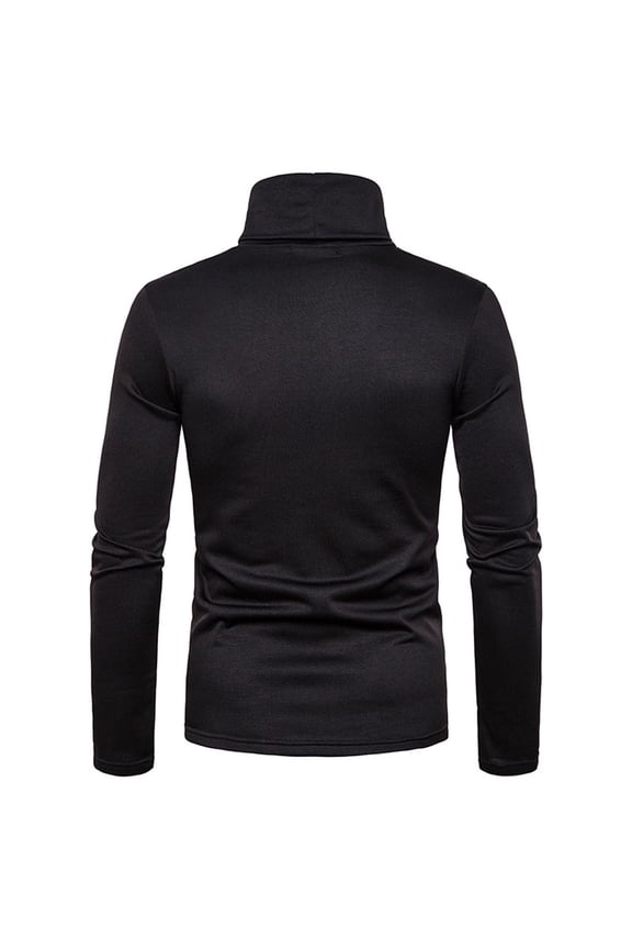 Men's Turtleneck Sweatshirt Fleece Lined Solid Color Pullover Warm Base Layer Long Sleeve T-Shirt