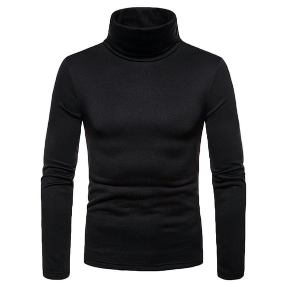 Men's Turtleneck T-Shirt Slim Fit Long Sleeve Basic Thermal Casual Pullover Tops Fleece Sherpa Lined Fall Winter Base Layer Shirts