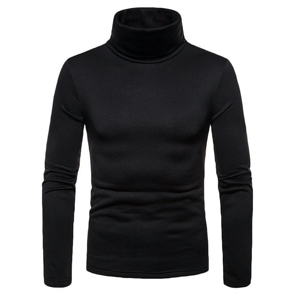 Men's Turtleneck T-Shirt Slim Fit Long Sleeve Basic Thermal Casual Pullover Tops Fleece Sherpa Lined Fall Winter Base Layer Shirts