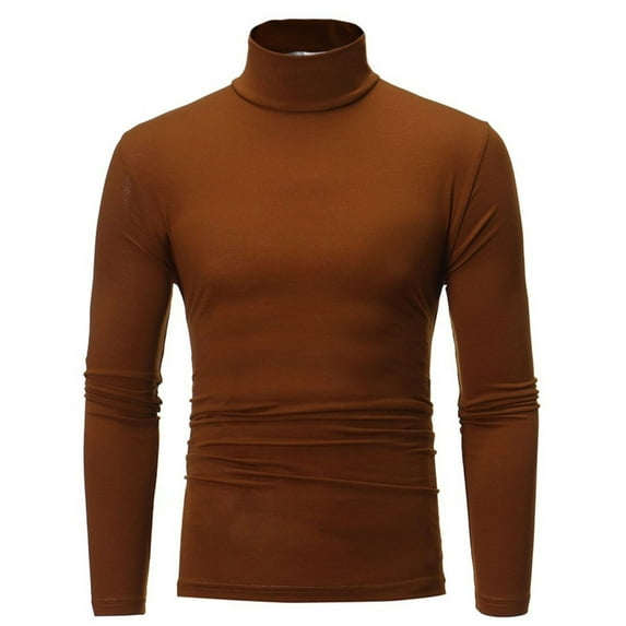 Men's Turtleneck Top Slim Fit Solid Base Thin Sweater Casual Long Sleeve Underwear Tops Male Cozy Blouse T-Shirt