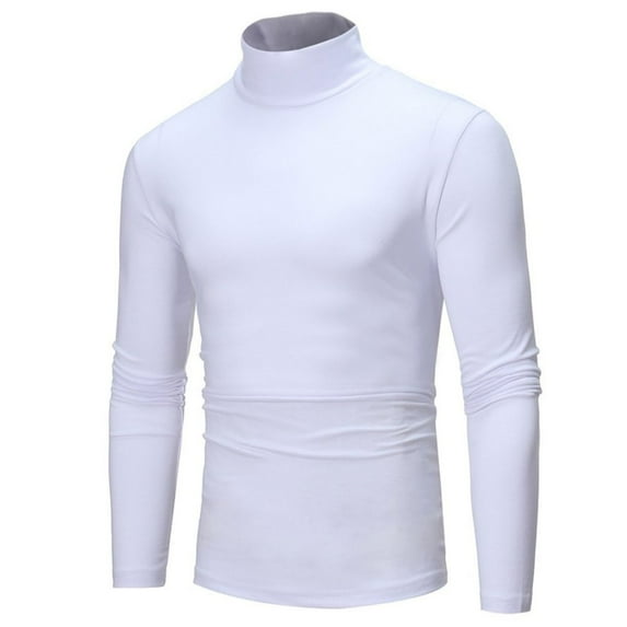 Men's Turtleneck Top Slim Fit Solid Base Thin Sweater Casual Long Sleeve Underwear Tops Male Cozy Blouse T-Shirt