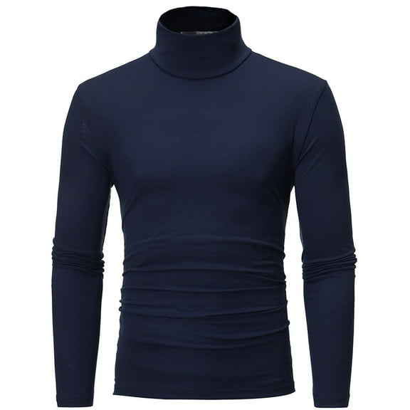 Men's Turtleneck Top Slim Fit Solid Basic Thin Sweater Casual Long Sleeve Underwear Tops Cozy T-Shirt for Men