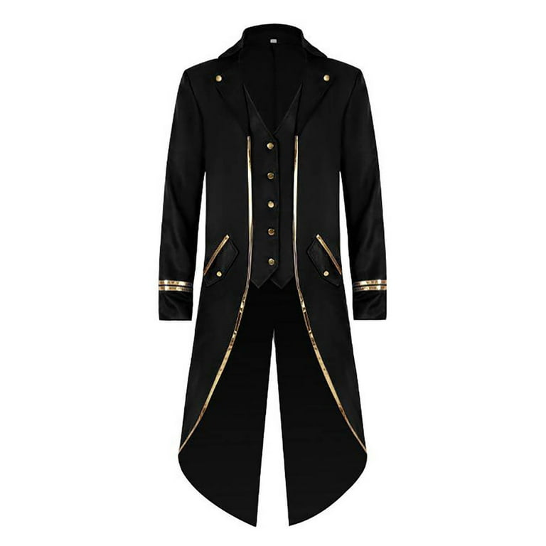 Men s Tuxedo Jacket Medieval Vintage Blazer Coat Evening Party Gown Long Sleeves Back Split Mid Length Suit Tops