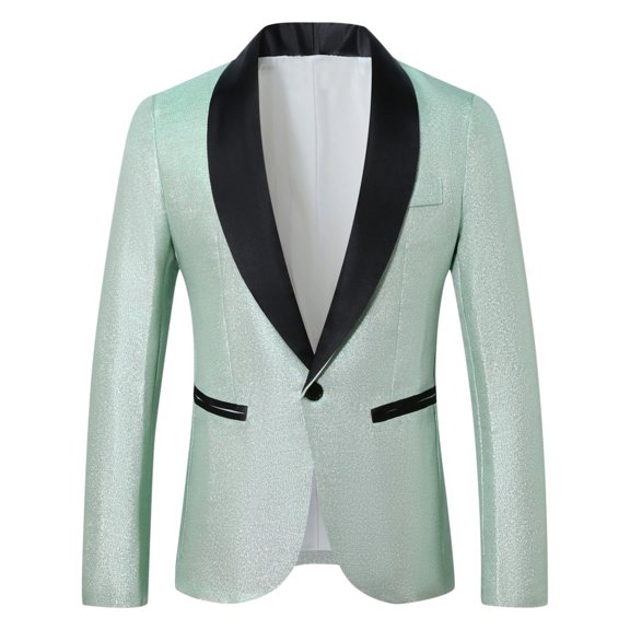 Men's Tuxedo Jacket Shawl Collar One Button Sequin Shiny Dress Suit Blazer Jacket For Wedding Dinner Prom Party