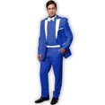 thumbnail image 1 of Men's Tuxedo Royal Blue With White Lapel Vested 3 Piece Dress Suits Vested Side Vented By Alberto Nardoni Brand Designer, 1 of 3