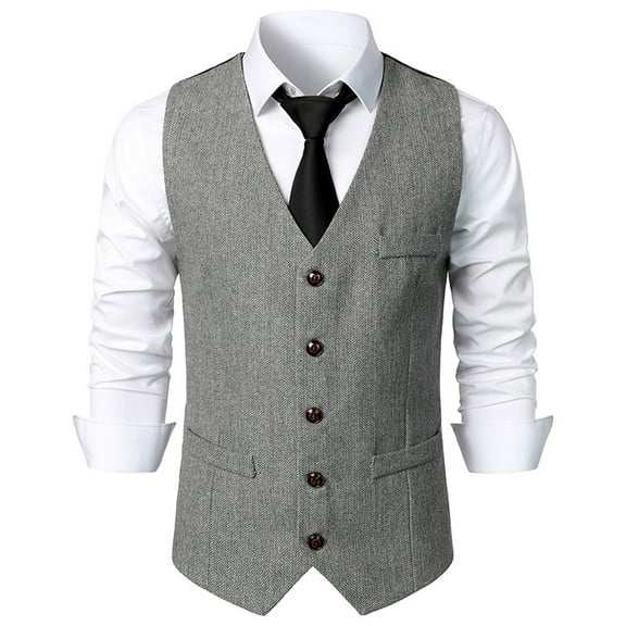 Men's Tweed Casual Blazer V Neck Single Breasted Slim Fit Waistcoat Formal Daily Office Commute Vest