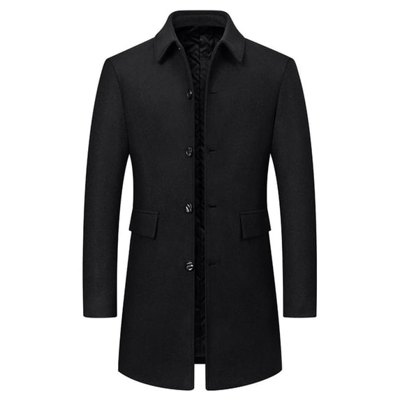 Men's Tweed Trench Coat Wool Blend Slim Fit Blazer Jackets Stand Collar Single Breasted Business Overcoat