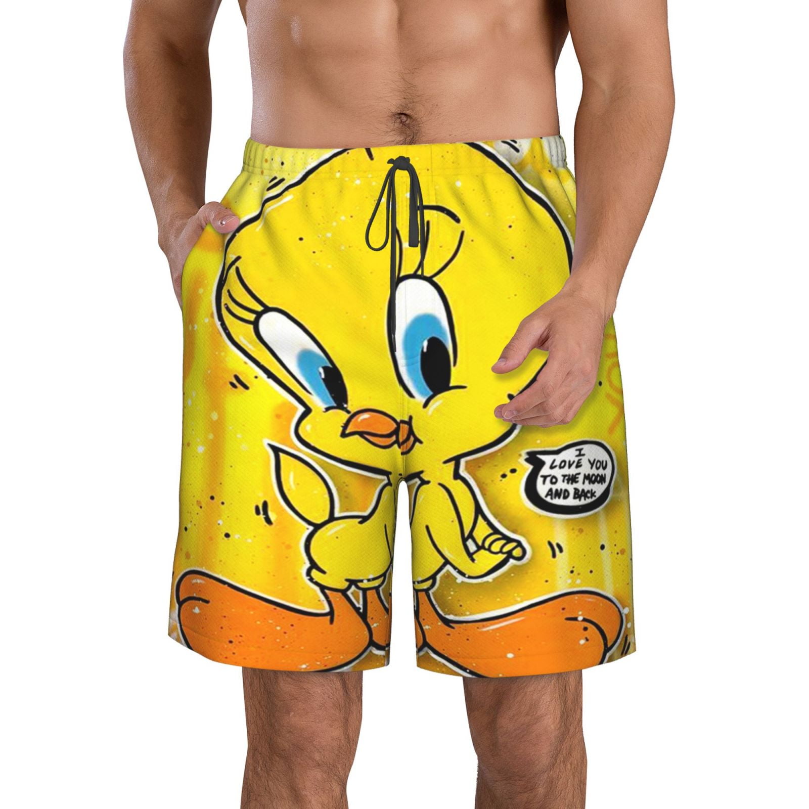 Men's Tweety Bird Beach Shorts Hot Summer Swim Trunks Sports Running ...